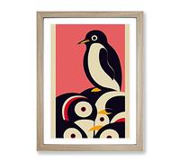 Modern Abstract Penguin No.7 Framed Print for Living Room Bedroom Home Office Décor, Wall Art Picture Ready to Hang, Oak A2 Frame (64 x 46 cm)