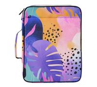 Modern Abstract Plants Vibrant Blue Organizer Expanding Folder Waterproof 3 Ringing 1.5 inch Binder Organizer with Zipper Closure for Document Storage