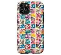Modern Abstract Rainbow Zebra Stripe Checkered Aesthetic Case for iPhone 11 Pro