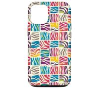 Modern Abstract Rainbow Zebra Stripe Checkered Aesthetic Case for iPhone 12/12 Pro