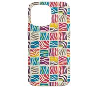 Modern Abstract Rainbow Zebra Stripe Checkered Aesthetic Case for iPhone 14 Pro Max