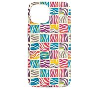 Modern Abstract Rainbow Zebra Stripe Checkered Aesthetic Case for iPhone 15