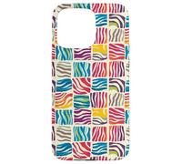 Modern Abstract Rainbow Zebra Stripe Checkered Aesthetic Case for iPhone 15 Pro Max