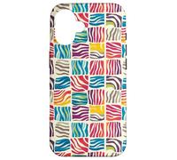 Modern Abstract Rainbow Zebra Stripe Checkered Aesthetic Case for iPhone 16