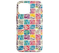 Modern Abstract Rainbow Zebra Stripe Checkered Aesthetic Case for iPhone 16 Pro Max