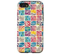 Modern Abstract Rainbow Zebra Stripe Checkered Aesthetic Case for iPhone SE (2020) / 7 / 8