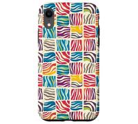 Modern Abstract Rainbow Zebra Stripe Checkered Aesthetic Case for iPhone XR