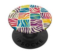 Modern Abstract Rainbow Zebra Stripe Checkered Aesthetic PopSockets Adhesive PopGrip