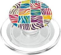 Modern Abstract Rainbow Zebra Stripe Checkered Aesthetic PopSockets PopGrip for MagSafe