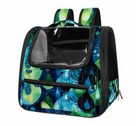 Modern Abstract Raindrop Polka Dots Blue Green (2) Breathable Cat Carrier Backpack - Lightweight Pet Travel Bag for Kitties, Small Dogs & Puppies | Airline-Approved, Anti-Escape Design