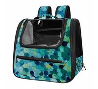 Modern Abstract Raindrop Polka Dots Blue Green (3) Breathable Cat Carrier Backpack - Lightweight Pet Travel Bag for Kitties, Small Dogs & Puppies | Airline-Approved, Anti-Escape Design