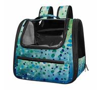 Modern Abstract Raindrop Polka Dots Blue Green (5) Breathable Cat Carrier Backpack - Lightweight Pet Travel Bag for Kitties, Small Dogs & Puppies | Airline-Approved, Anti-Escape Design