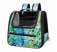 Modern Abstract Raindrop Polka Dots Blue Green (6) Breathable Cat Carrier Backpack - Lightweight Pet Travel Bag for Kitties, Small Dogs & Puppies | Airline-Approved, Anti-Escape Design
