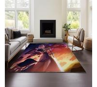 Modern Abstract Rug FateStay Night - Kitchen Entrance Brown Interior Machine Washable - Low Stack Distressed for Bedroom Office (FN 03,100x120cm)