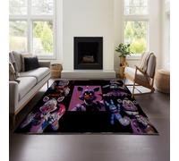 Modern Abstract Rug Five Nights At Freddy's Sister Locati - Kitchen Entrance Brown Interior Machine Washable - Low Stack Distressed for Bedroom Office (Nights 03,80x160cm)