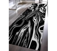 Modern Abstract Rug for Hallway,80x200cm, Optical Illusion Marble Black and White Cool Indoor Washable Runner Rugs, Pet Child Friendly Non-Slip Soft Carpet for Living Room Study Office