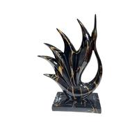 Modern Abstract Sculpture, Black with Gold Accents, Decorative Hand Design, Contemporary Home Decor Art Piece
