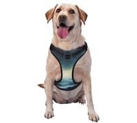 Modern Abstract Seascape Waves No Pull Dog Harness Adjustable Reflective Oxford Easy Control Medium Large Dog Harness