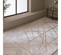 Modern Abstract Shiny Rug Silky Shimmer Soft High-Shine Carpet for Living Room, Bedroom Luxury Geometric and Marbled Patterns Rug Mica AU13 Yellow/Gold, Very Large 240 x 340 cm (8'x11'2")