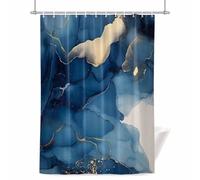 Modern Abstract Shower Curtain for Bathroom, Art Marble Blue Gold Stone Cracks Texture Waterproof Cloth Fabric Bathroom Accessories Set with 12 Rust Proof Plastic Hooks, 48” x 72”