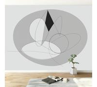 Modern Abstract Stripes Geometric Modern Panoramic Wall Mural, Grey High-Resolution Non-Woven Wallpaper 450W x 315H cm - Oversized 3D Visual Art Poster for Kids Room, Bedroom & Corridor