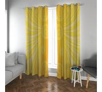 Modern Abstract Sunburst Blackout Curtains with Bright Yellow Sun Rays Pattern Thermal Insulated Window Treatments Drapes for Living Room 2 Panels (each W66xL84in)