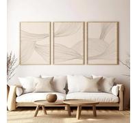 Modern Abstract Wall Arts Beige Bohemian Canvas Mid-Century Piece Posters Geometric Line Printed Painting Decorative 70x100cmx3 Frameless