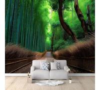 Modern Abstract Wall Mural Bamboo Grove Path Nature Landscape Realism, Non-Woven Wallpaper 400x280 cm, Luxury Photo Mural Wall Art Decor for Living Room Office Green