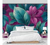 Modern Abstract Wall Mural, Jungle Leaves Photos Wallpapers Silk Wall Mural Interior Design Decor Wall Sticker for Bedroom Living Room Corridor, 200x140cm, Blue-Green
