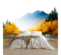 Modern Abstract Wall Mural Mountains Streams Forests Scenery Pastoral, Non-Woven Wallpaper 250 x 175 cm, Luxury Photo Mural Wall Art Decor for Living Room Office White