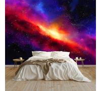 Modern Abstract Wall Mural Nebula Universe Technology Mystery Fantasy, Non-Woven Wallpaper 350 x 256 cm, Luxury Photo Mural Wall Art Decor for Living Room Office Dark Blue