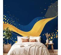 Modern Abstract Wallpaper for Bedroom, Wavy Line Polka Dot Wall Mural for Living Room, Non-Woven Wallpaper Decorative Wall Art 400 x 280 cm(W x H)