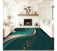 Modern Abstract Washable Rug 60 x 110 cm, Short Pile Non-slip Area Rug Soft Lightweight Non-Shedding, Geometric Flowing Sparkle Dot Design, Green Great for Living Room Bedroom Office