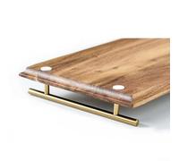 Modern Acacia Wood Serving Board with Stainless Steel Handles for Entertaining Guests (big)