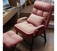 Modern Accent Armchair with Footstool, Adjustable 6-Position Backrest, Metal Frame, Cozy Lounge Chair with Side Pockets for Living Room & Bedroom (50D x 56W x 95H cm)