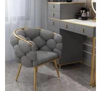 Modern Accent Chair - Fluffy Upholstered Armchair with Sturdy Metal Legs - Slish Makeup Chair for Bedroom, Living Room, Cafe, or - Ele Dark Gray