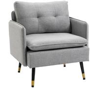 Modern Accent Chair, HOMCOM Upholstered Button Tufted Occasional Chair for Living Room and Bedroom, Cat Scratch Resistant, Grey Aosom UK