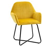 HOMCOM Modern Accent Chair Velvet-feel Upholstered Lounge Armchair, Yellow, Yellow
