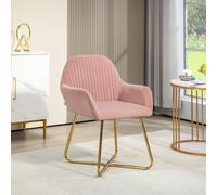HOMCOM Modern Accent Upholstered Armchair Chair with Metal Base - Pink, Pink