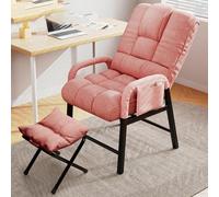 Modern Accent Chair with Ottoman Comfy Reading Armchair with Adjustable Backrest Slish Bedroom Recliner Chair with Metal Legs One Size for Cozy Spaces