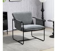 Upholstered Reading Chair with Side Pockets and Steel Frame HOMCOM Grey One Size