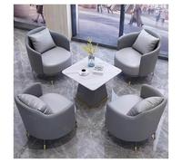 Modern Accent Sofa Set, Microfiber Leather with High-Density Foam Cushions, Includes 1 Table and 4 Chairs, for Living Room, Office, Reception Room