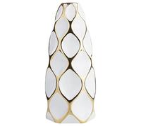 Modern Accent Vase Stoneware Decorative Object Flower Décor White with Gold Avila