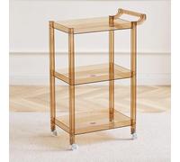 Modern Acrylic 3 Tier Rolling Bar Cart with Wheels and Handle Clear Side Table Storage Rack Organizer for Kitchen Dining and Living Room Multifunction Mobile Wine Serving Cart