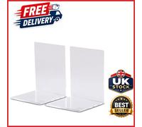 Modern Acrylic Bookends Transparent 8x8x10cm for Home Office - 2 Pieces