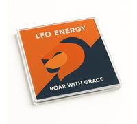 Modern Acrylic Coaster Gift - Abstract Zodiac Leo Design with Terracotta and Ochre Hues for Home Decor