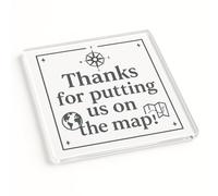 Modern Acrylic Coaster Gift for Geography Teacher End of Term - Classy Map Theme with Floating Design Elements