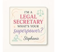 Modern Acrylic Coaster Gift for Legal Secretary - Personalised Office Desk Accessory with Feminine Bold Design