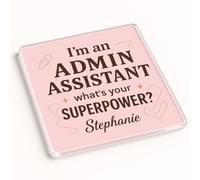 Modern Acrylic Coaster Gift - Unique Personalised Desk Accessory for Admin Assistants with Empowering Design