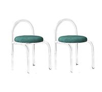 Modern Acrylic Dining Chairs Set of 2, Velvet Upholstered Makeup Stool with Clear Legs for Kitchen, Vanity, Bedroom - Armless Design, Stylish & Durable
